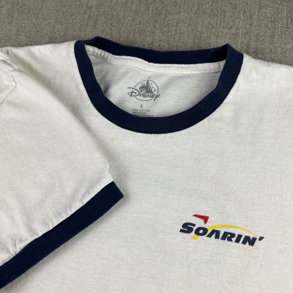 Disney Soarin Over California Ride T-Shirt Mens Large White Ringer Epcot Unique